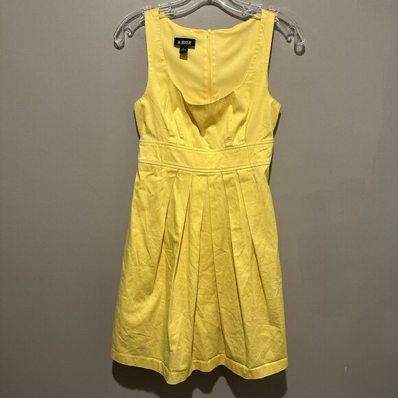 A. Byer Dresses & Skirts - A Byer Dress Womens Size 3 Yellow Tennis Style Belt Ties in Back Midi